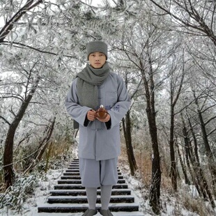 新秋冬季僧服加厚亚麻大褂男出家和尚服比丘尼僧袍短褂小褂套装僧