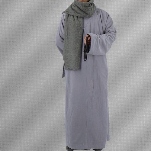 新冬季出家师父长褂僧服亚麻加绒保暖大褂男女僧人和尚棉衣棉袄僧
