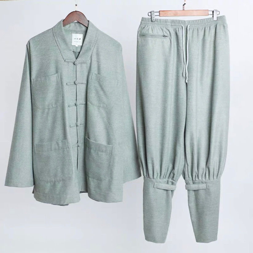 新毛呢加绒僧服短褂和尚出家师父加厚小褂棉衣秋冬免绑腿僧人僧衣