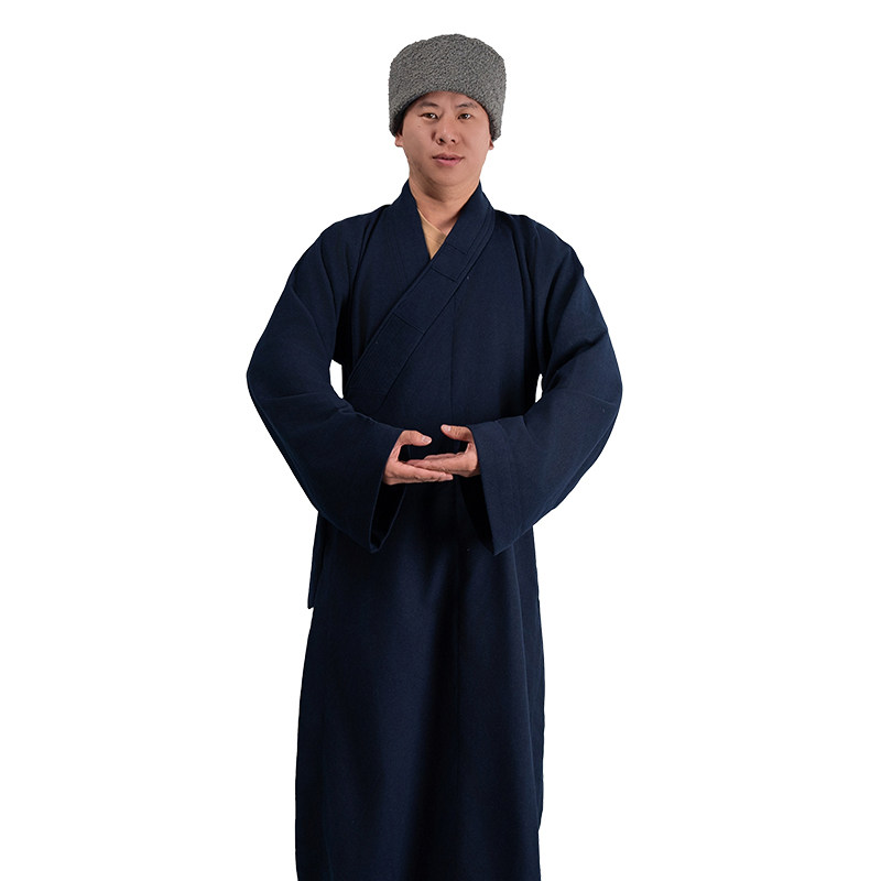 新僧服大褂秋冬季男女同款呢加绒保暖修身僧衣棉服长褂和尚衣服僧