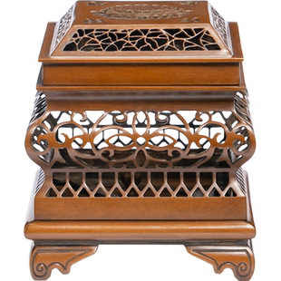 庆松堂苏工铜炉名家胡庆松制四方镂空香薰手工复古紫铜印香炉熏香