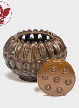 庆松堂苏工铜炉名家胡庆松制莲蓬香薰复古紫铜香炉收藏摆件熏香炉