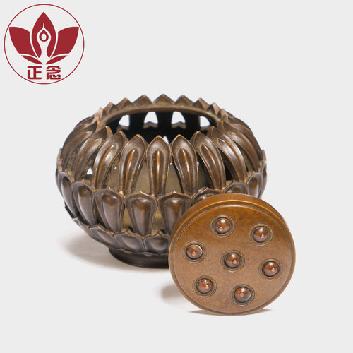 庆松堂苏工铜炉名家胡庆松制莲蓬香薰复古紫铜香炉收藏摆件熏香炉