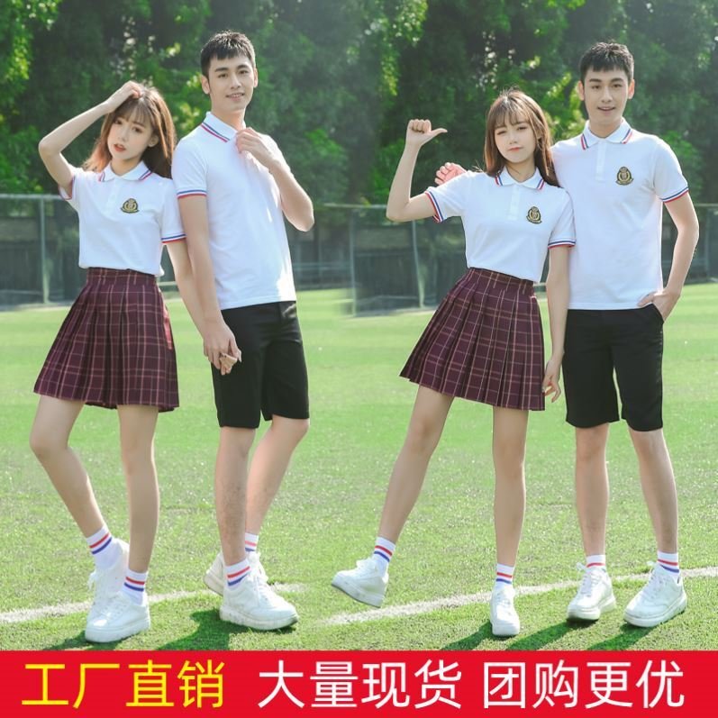 新款夏季毕业照学院风jk裙子定制e中学生校服套装班服