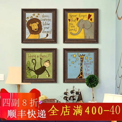 儿童房装饰画美式卧室床头画餐厅壁画男孩女孩房间画卡通墙画挂画