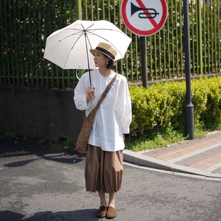 日系圆环竹节手柄提花防紫外折叠晴雨两用女太阳伞复古森系遮阳伞