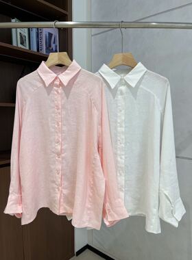 2026新款外贸单C*S翻领长袖亚麻衬衫女宽松显瘦休闲百搭上KN26029