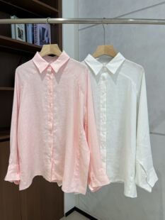 亚麻衬衫 S翻领长袖 女宽松显瘦休闲百搭上KN26029 外贸单C 2026新款