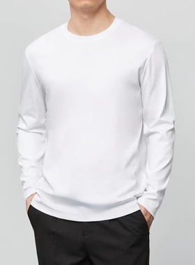 2026春款男士圆领长袖T恤纯色百搭显瘦打底衫上衣L607