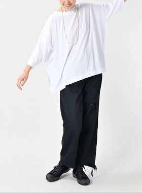 2026新款女士纯棉长袖T恤宽松显瘦百搭慵懒风简约休闲上衣MK3004
