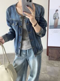 2026新款 牛仔外套女宽松显瘦休闲百搭上衣KN2260 外贸单圆领长袖