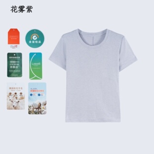 2026新款外贸单女士天丝羊毛后背拼缝圆领短袖T恤衫上衣9H2701