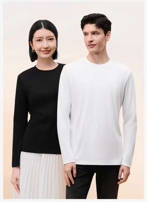 2025新款长袖T恤圆领保暖百搭女外穿纯色内搭打底休闲上衣a366