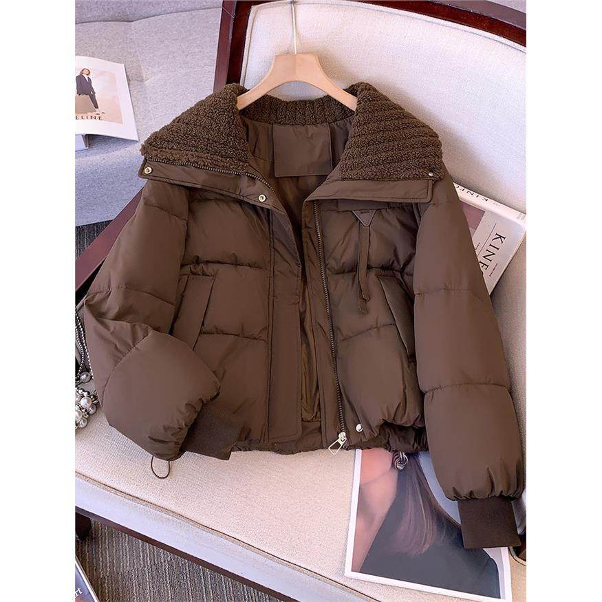 高级感超好看棉服女冬季2025年新款加厚保暖咖色小个子短款面包服