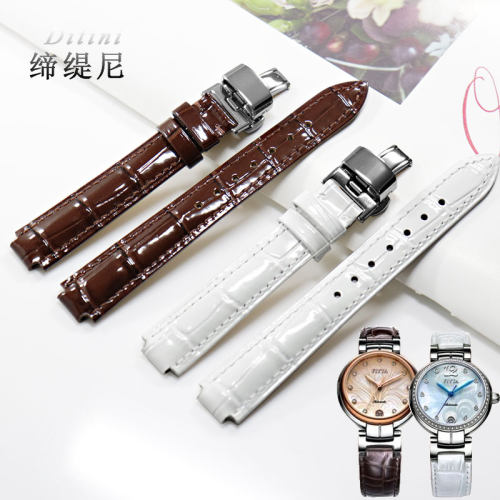 亮光牛皮凸口表带适配飞亚达心弦LA8406 8402 8O408 CASIO3034