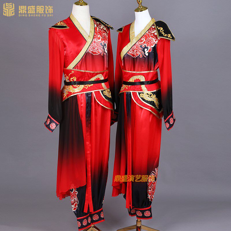 打鼓服男女款显瘦气m质红色舞蹈服装敲锣打鼓喜庆开场舞衣服跳舞