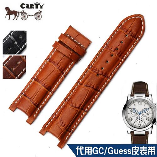 pasha代用盖尔斯表带 适于GC/Guess 浅棕22 2T0mm皮表带 配件