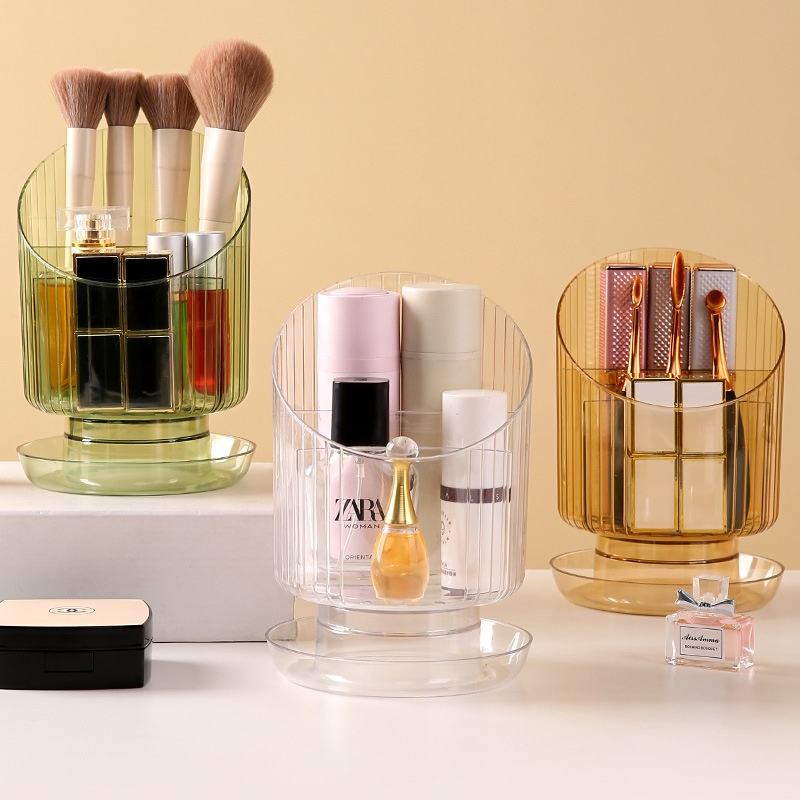 大容量桌面旋转化妆刷笔筒口红眼影刷防尘收纳盒办公室文具收纳筒