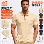 2026跨境欧美亚马逊TK夏新款 T恤外贸休闲运动翻领Polo衫 男士 短袖