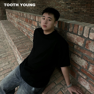 郑一爱穿搭 【虾线T恤】290克纯棉宽松圆领大码宽松纯色打底短袖