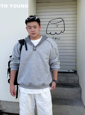 郑一爱穿搭【慵懒卫衣】420g秋冬大码连帽卫衣男百搭显瘦宽松上衣