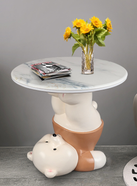 卡通可爱沙发侧边角几动物造型床头柜小茶几可移动圆形桌子阳台桌