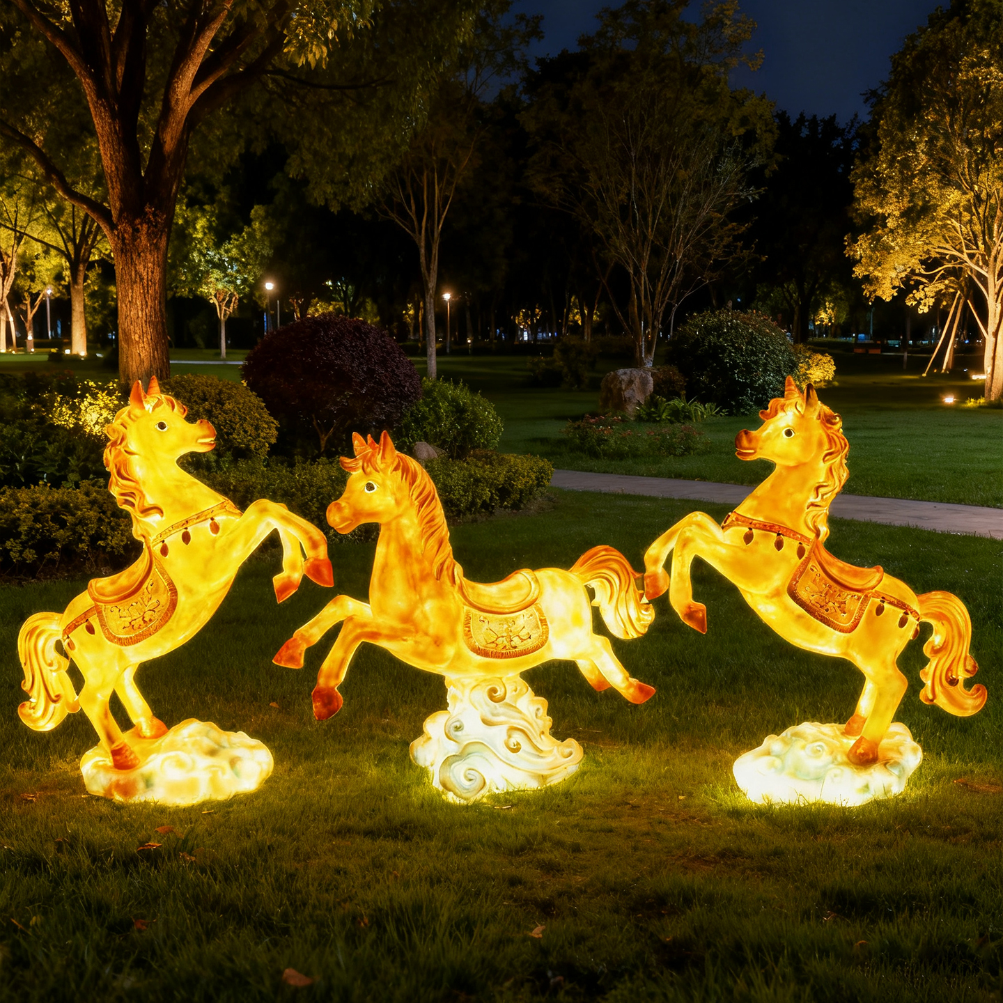 2026马年发光雕塑卡通马造型摆件