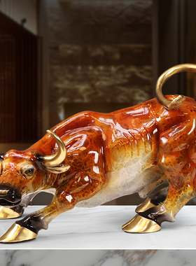 牛气冲天华尔街牛铜摆件