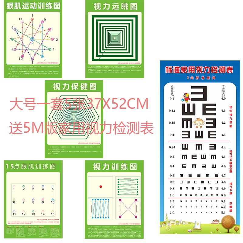 视力恢复训练图增视表眼肌训练运动活化眼球缓解疲劳