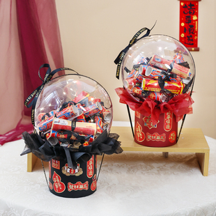 创意年宵diy发财暴富创意球抱抱桶材料包生日惊喜礼物送男女朋友