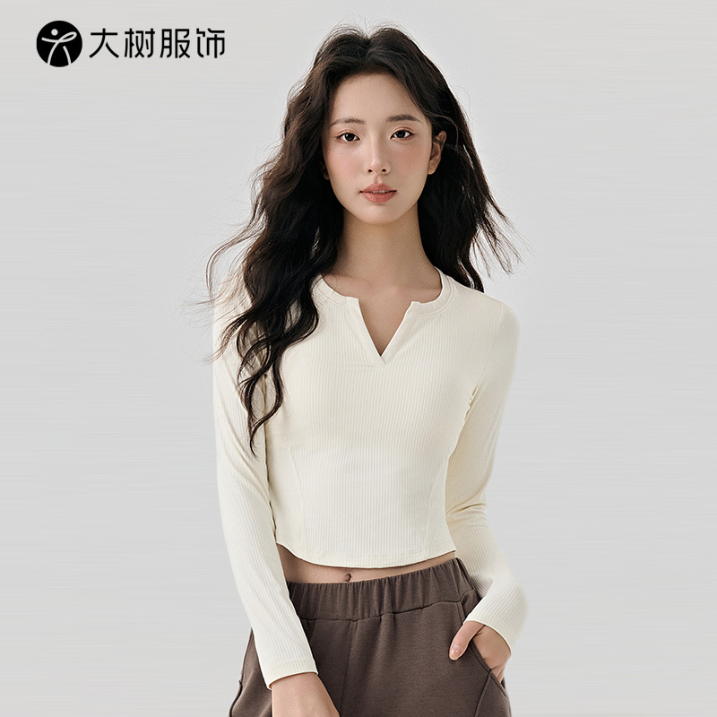 宁波大树服饰有限公司短款修身显瘦运动t恤带胸垫外穿健身服上衣