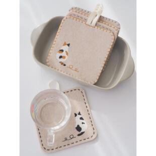 猫绣DIY材料包手工杯垫绝缘风格创意夫妇礼物的朋友茶夏季手工制