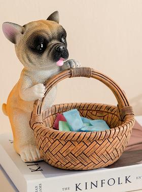 仿真狗摆件门口入户玄关鞋柜狗钥匙收纳客厅创意茶几桌面家居装饰