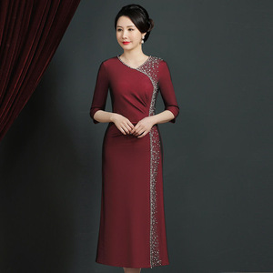 喜婆婆婚宴装高端旗袍礼服妈妈晚礼服高贵敬酒服连衣裙女一件代发