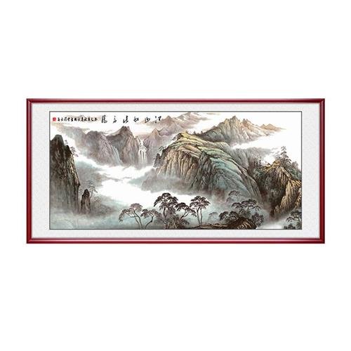 国画山水画背有靠山客厅装饰J画背景墙壁画办公室字画新中式挂画