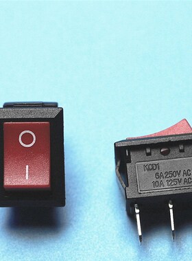 黑红色 船形开关  2档 2脚 KCD1-101船型开关 两脚 KCD117 15X21