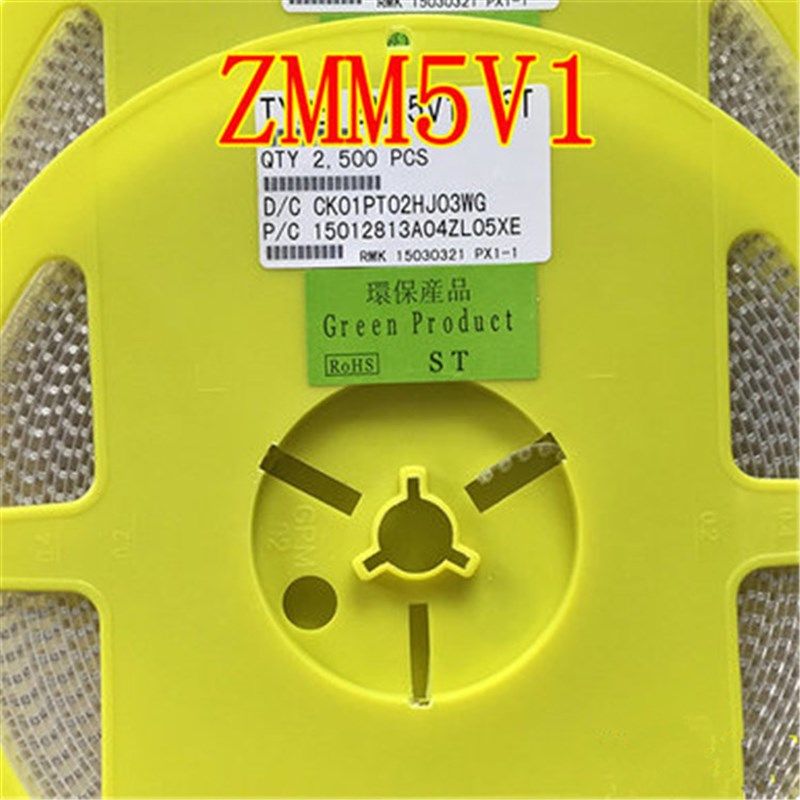 ZMM5V1 0.5W贴片稳压二极管 5.1V LL34 1206圆柱形 2500/盘=46元