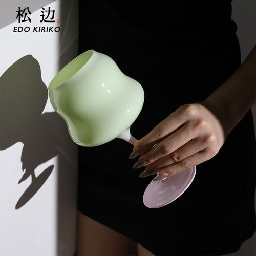 酒神杯中古玻璃水晶高脚杯酒杯