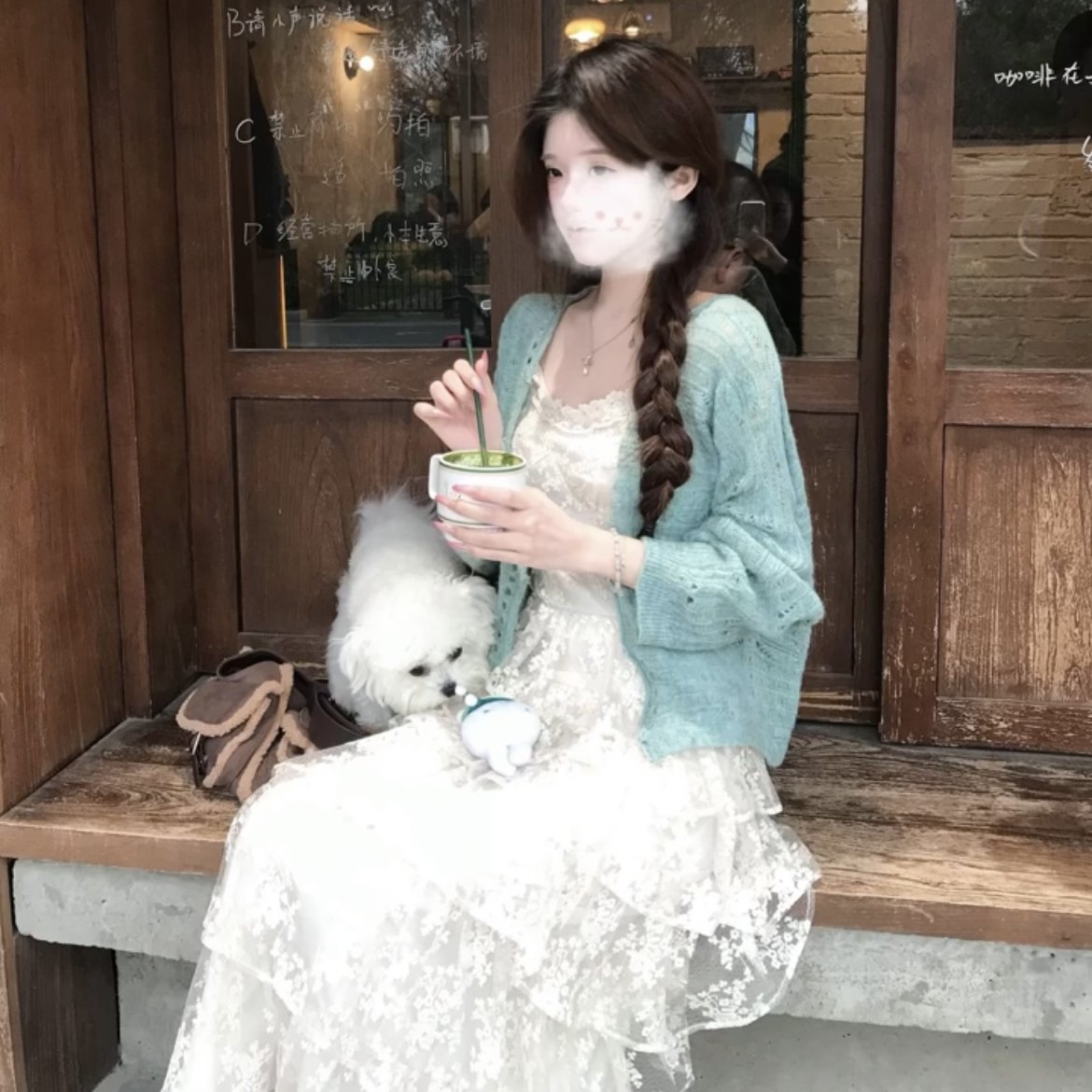 韩系温柔风气质穿搭薄荷图片