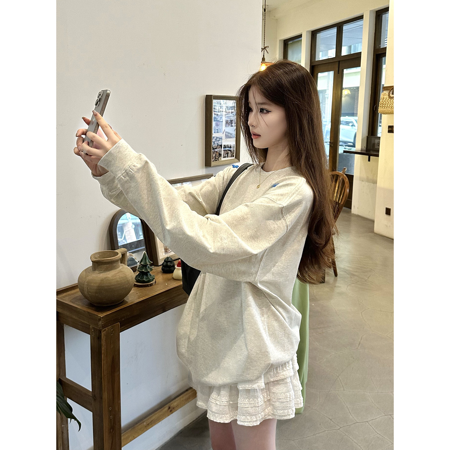 美式复古刺绣长袖T恤女20