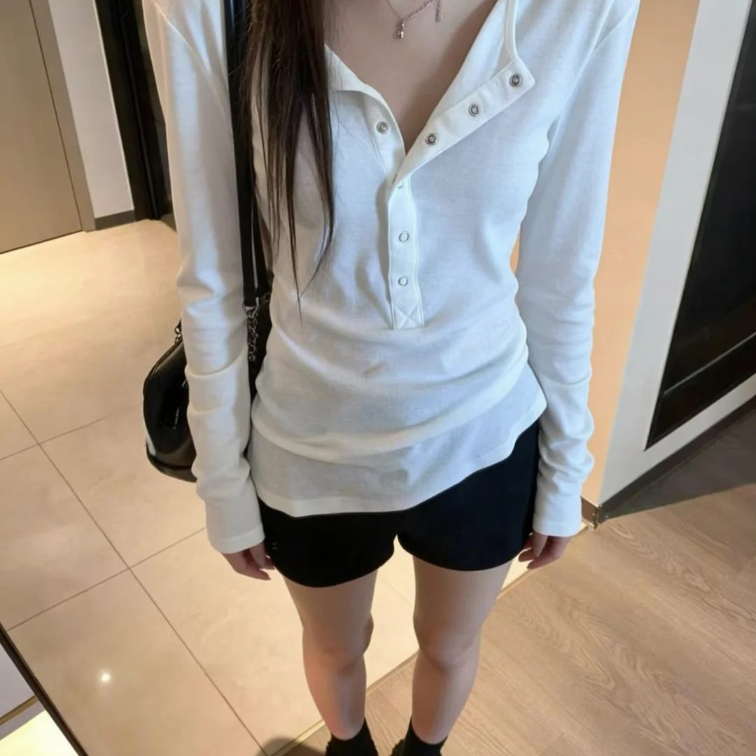 欧美风半开领亨利衫防晒