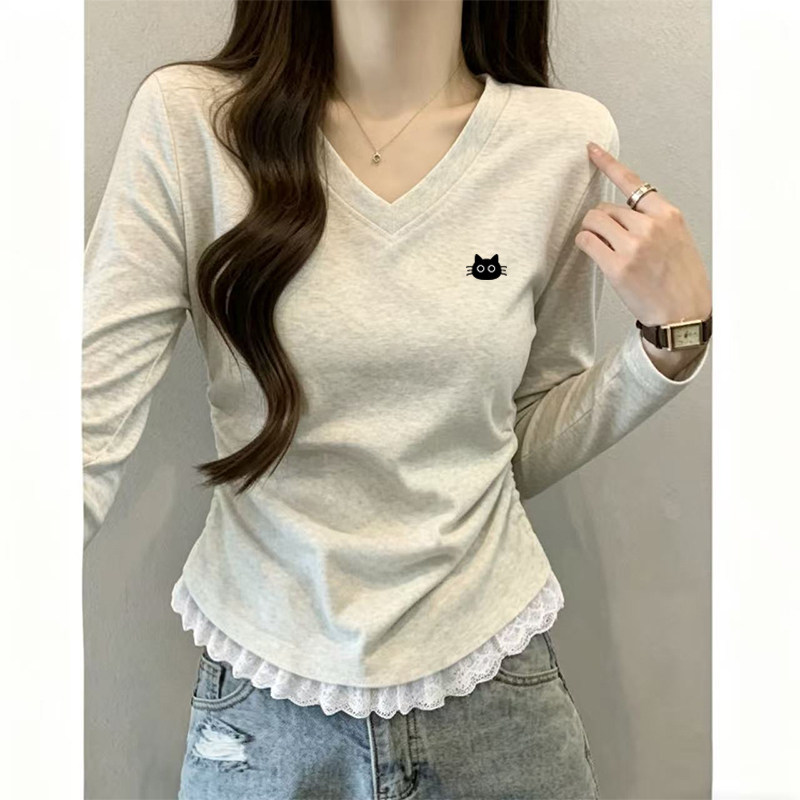 独特漂亮V领掐腰小上衣女图片