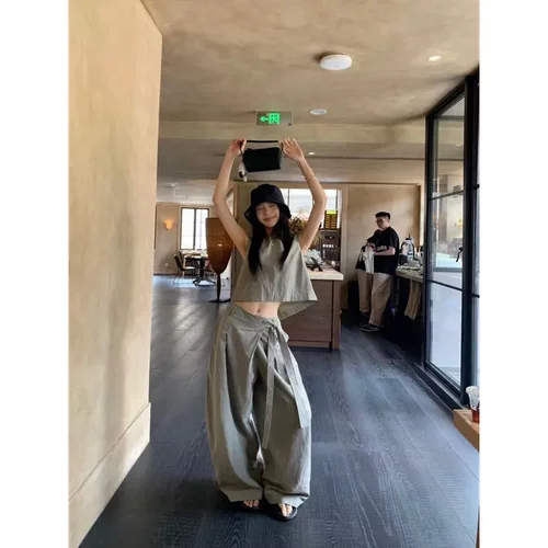 松弛感衬衫阔腿两件套