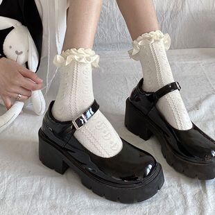 公主袜子女jk日系可爱洛丽塔lolita 薄款 三双装 白色花边中筒袜夏季