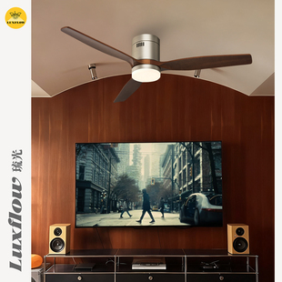 琉光家用餐厅风扇灯中古风客厅吊扇灯复古卧室一体变频电扇灯