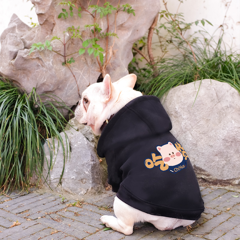 法斗衣服带帽秋冬可爱斗牛宠物猫咪厚款胖狗博美法斗小中型犬冬季