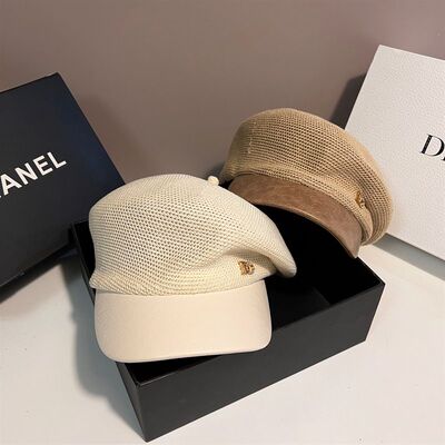 皮质帽檐鸭舌八角帽女英伦风显脸小报童帽2025春夏百搭时尚贝雷帽