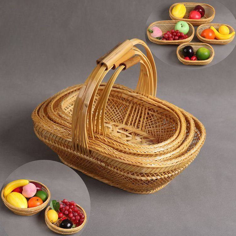 包邮纯手工竹编竹篮菜篮收纳篮手提篮杭州蓝镂空水果鸡蛋突贸,特色手工艺,竹编/竹雕,淘宝优惠券,粉丝福利购,淘宝优惠卷