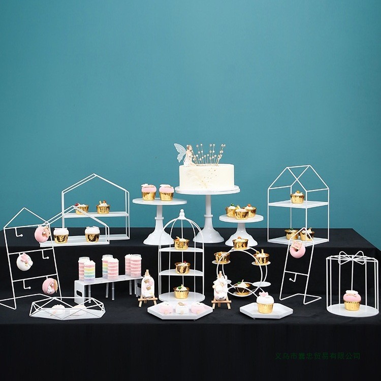 简约婚礼甜品台展示架蛋糕盘甜点摆台冷餐茶歇摆件下午茶点心托盘