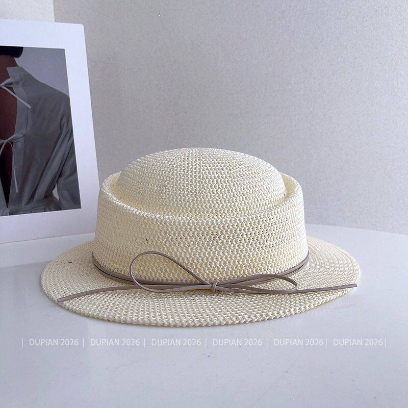 法式凹顶纯色百搭平顶帽女春季名媛风透气小礼帽休闲百搭针织帽潮
